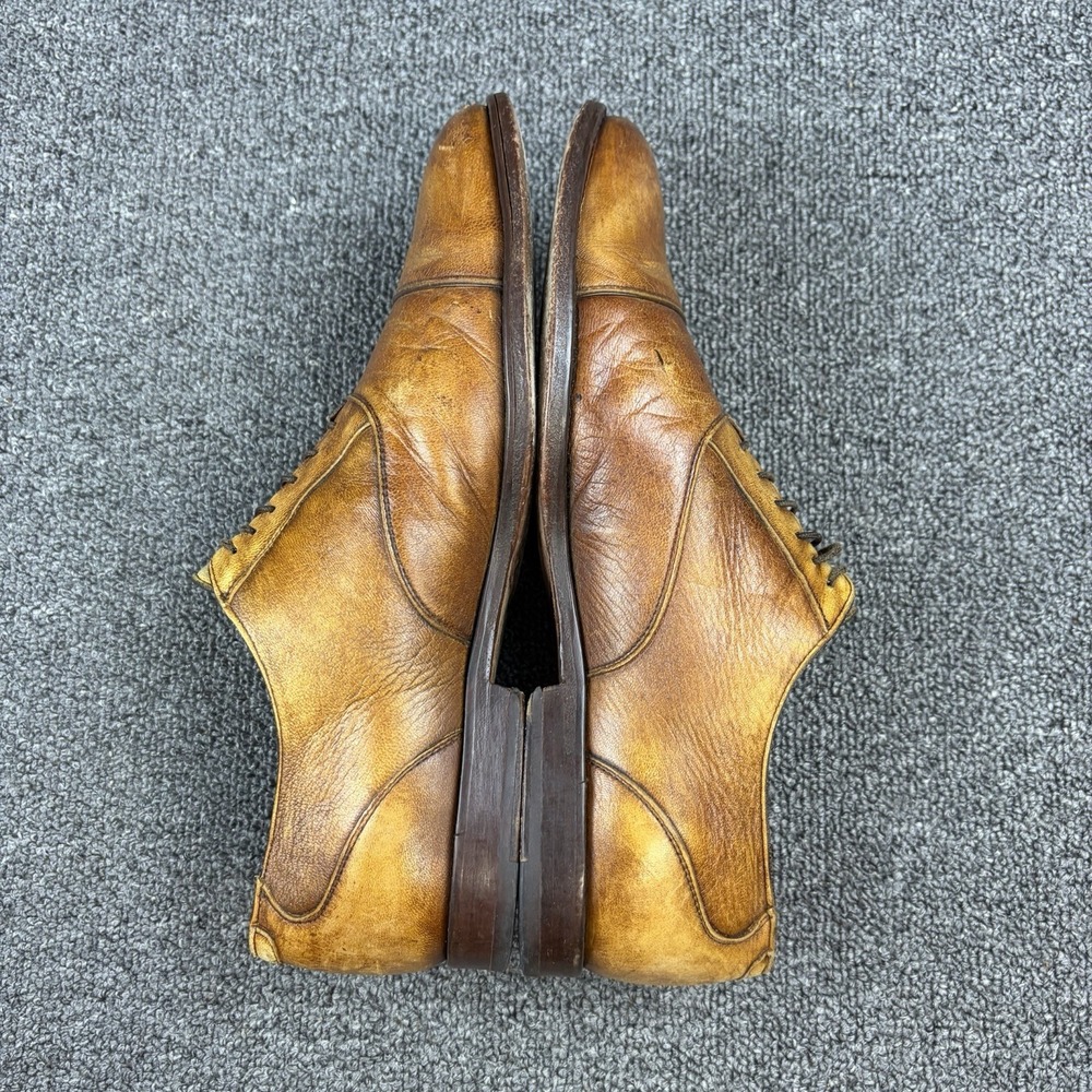 Alan Payne Handmade Italian Leather Cap Toe Oxford Shoes Mens Size 9 Brown Blake - Picture 6 of 14